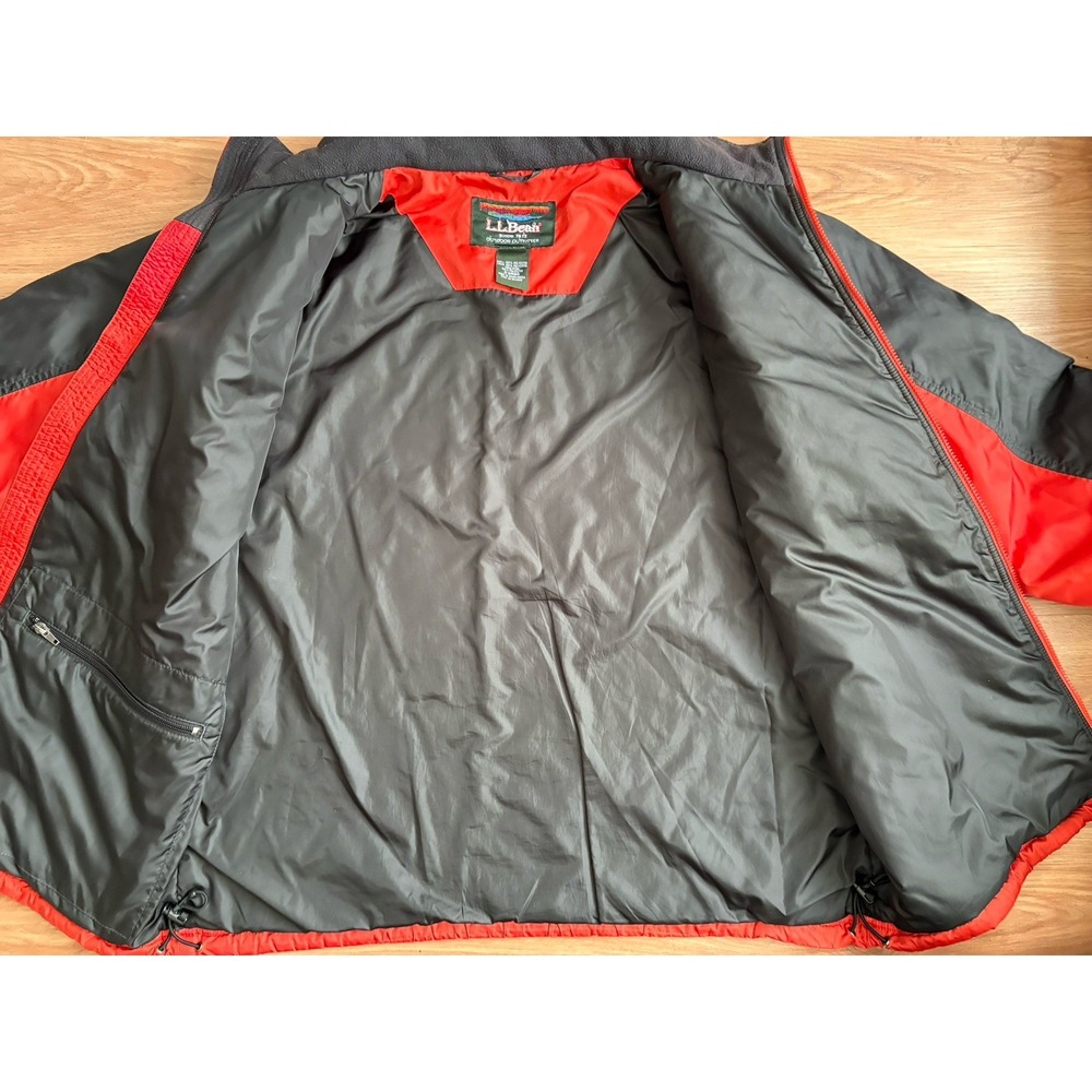 LL Bean Men's‎ Primaloft Puffer Jacket XLT Red Black  Vintage Full Zip Coat - Picture 4 of 7